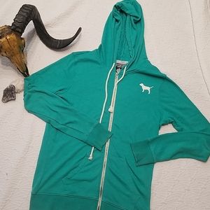 PINK Victoria Secret Teal Zip Hoodie M